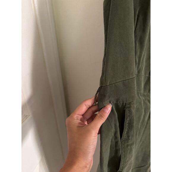 Banana Republic Jumpsuit Women's 6 Army Green Wide Leg Sleeveless Pockets - Picture 4 of 6